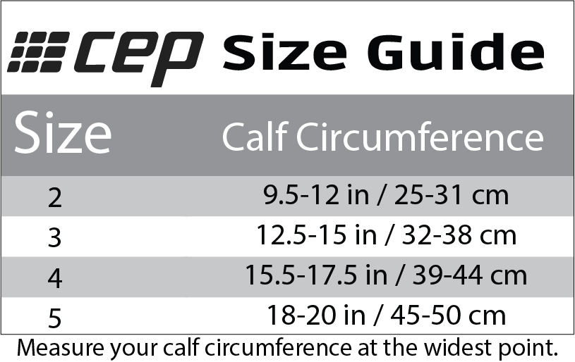 CEP Full Sock & Calf Sleeves Size Guide
